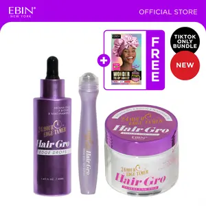 EBIN 24 hr Edge Tamer Hair Gro Collection Bundle with FREE Tie-up Bonnet