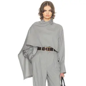 Helsa The Left Bank Layered Shirt in Grey Melange
