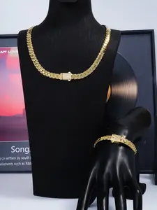 Cuban Chain Jewelry Matching Set for Women, Necklace & Bracelet, 2-Piece Set, Light Luxury Design, Perfect for Parties and Daily Wear
