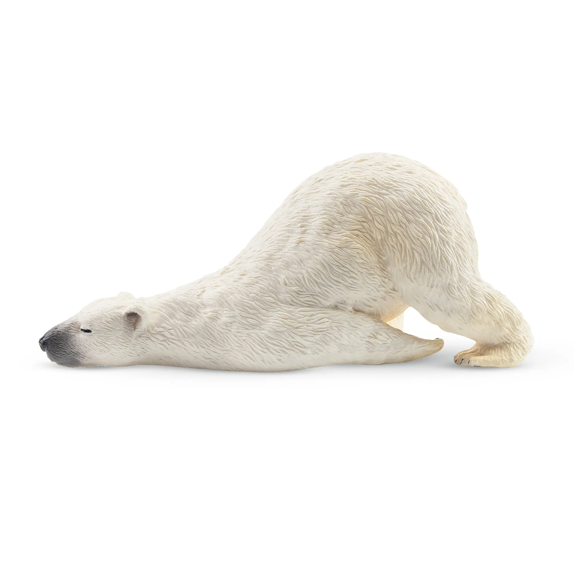 TOYMANY PVC Plastic Realistic Look Single Hand-Painted Lying Adult Polar Bear Figurine - Arctic Animal Model, Ideal for Early Education, Montessori Sensory Play, Collectible Gifts for Enthusiasts