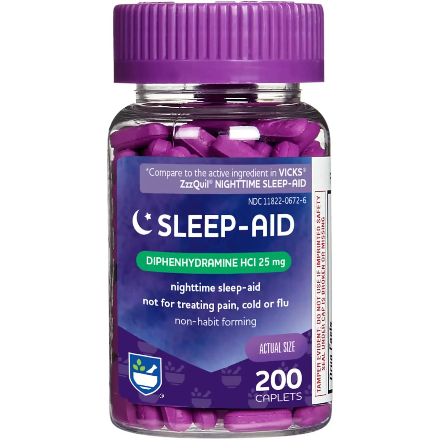 Diphenhydramine HCl 25mg Sleep Aid Caplets for Adults Extra Strength 200 Count Nighttime Sleep Support