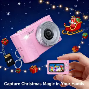 W&O Mini Keychain Digital Camera Y2K Pocket-Size Retro Vlog Camera with 32G Card & Charging Cable for Travel Concerts Kids Instant Party Compact Vintage Style