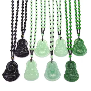 Classic Natural Chinese Buddha Pendant Jade Necklace Fashion Charm Jewelry Carved Blessing Lucky Amulet Gifts For Women Men