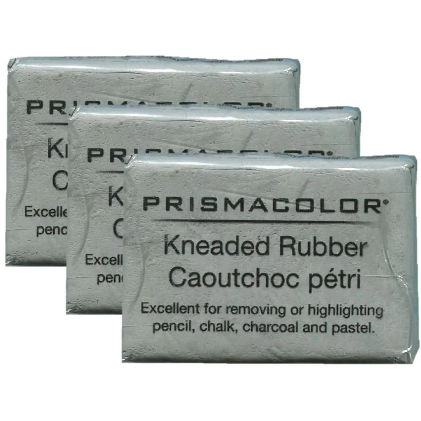 Prismacolor Design 1224 Moldable Kneaded Rubber Eraser - Eraser Art, Art Tools for Drawing, Erasing/Blending, Grey 3 Pack