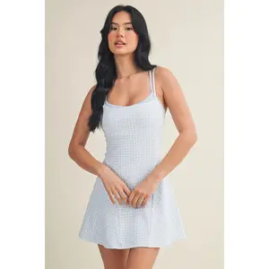 Double Layered Gingham Active Dress (Blue)