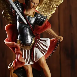 Traditional 12.5 Inch Resin Saint Michael Angel Statue: A Festive Addition to Your Home Decor - Suitable for Christmas and General Holiday Decorating