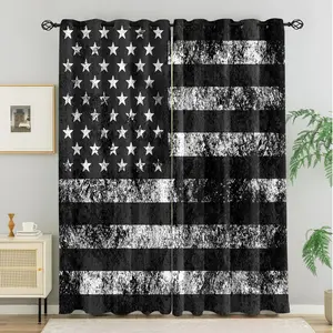 2Pcs American Flag-Themed Printed Curtains, With A Delicate and High-Quality Drape, Heat-Insulating and Light-Blocking, Suitable for Air-Conditioned Rooms, Creating A Personalized and Comfortable Home Relaxation Space.