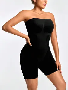 VYNCE Women's Solid Color Ruched Bandeau Romper