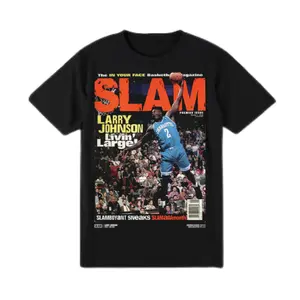 [SLAM] Larry Johnson Livin Large shirt, Vintage Basketball Legend Graphic shirt for Charlotte Fans, Retro Game Day Outfit Gift