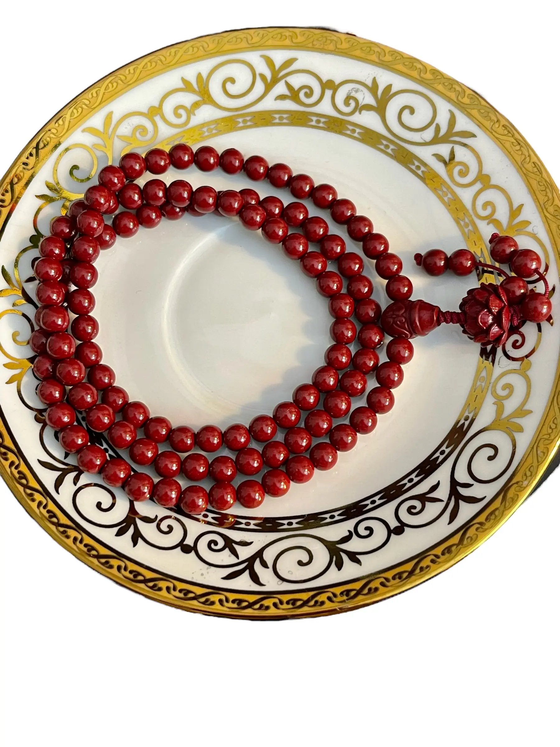 Cinnabar Necklaces: Rose and Lotus with Pixiu Charm
