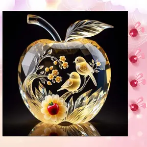 5D DIY Full Drill Round Diamond Painting - Diamond Art Kit Birds, Flowers, Apples Mosaic, Diamond Pattern Design, Canvas - DIY Decorative Painting, Home Wall Decor, Suitable for Halloween and Christmas, Birthday and Anniversary Gifts
