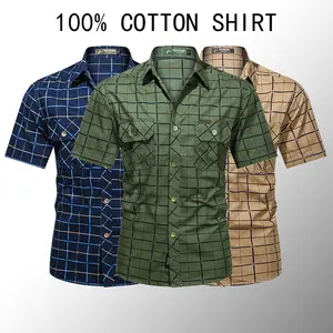Men’s 100% Cotton Vintage Oxford Shirt, Natural Soft Relaxed Fit Menswear, Breathable Skin-Friendly Fabric, Turn-Down Collar, 2 Chest Pockets, Short-Sleeve, Suitable for Commuting & Casual Wear
