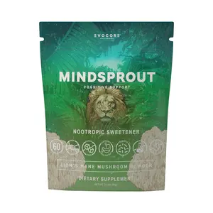 Mindsprout Nootropic Sweetener for cognitive support- Lion’s Mane Mushroom with Ashwagandha, L-Theanine & Bacopa Monnieri- 60 Servings Vegan Non-GMO Powder 200mg per Serving