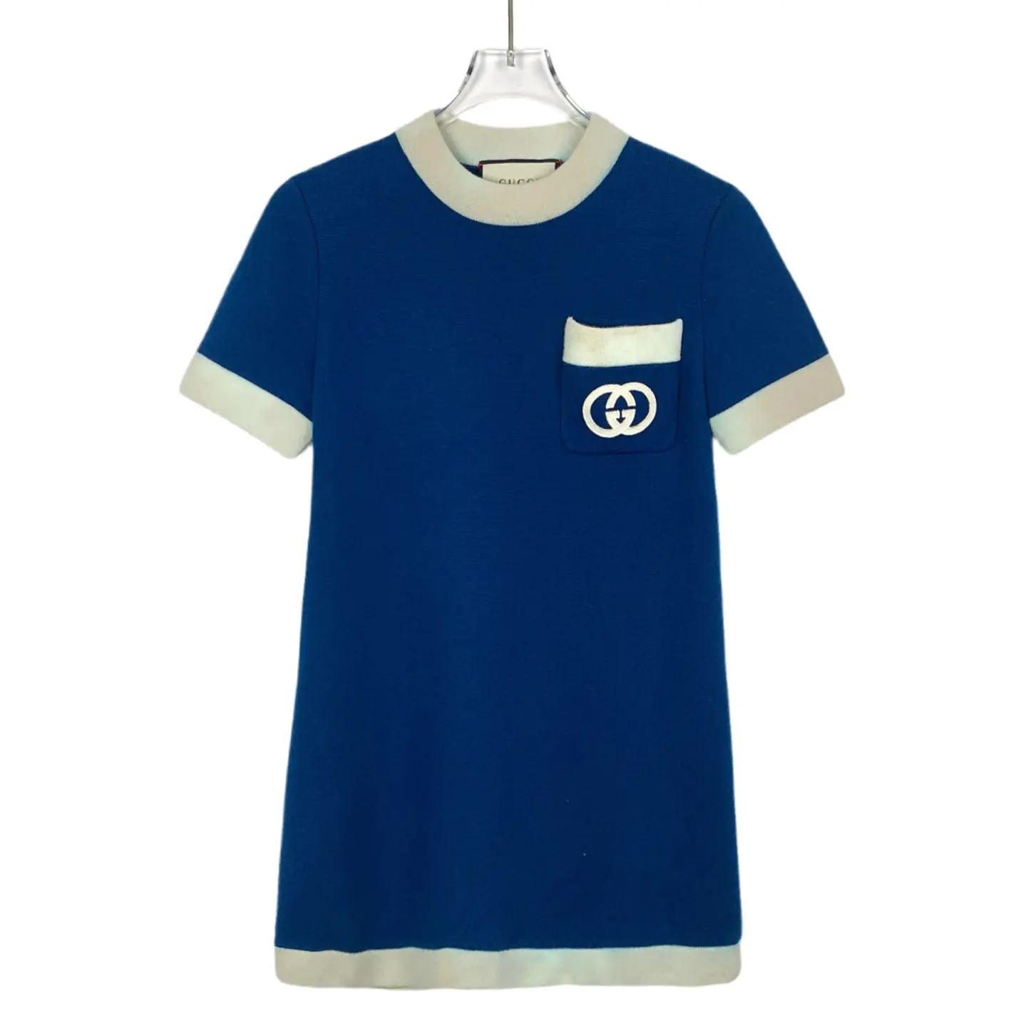 RDLT-Gucci Blue GG Logo Wool Knit Dress-SIZE XS