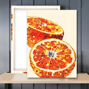 1pc Wooden Frame, Orange Disco Ball Poster, Gorgeous Wall Art Canvas Painting, Bar Cart Print, Abstract Pattern Print, Stylish Fruit Mirror Ball Poster, Preppy Print Chic Home Decor, Vintage Kitchen Printed Wall Image