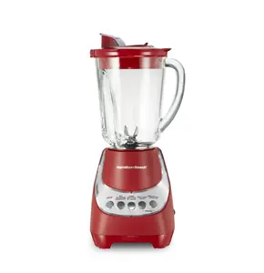 Hamilton Beach Wave Action Quiet Blender, 48 oz. Glass Jar, 12 Blending Functions, Red, 53531F Licuadora