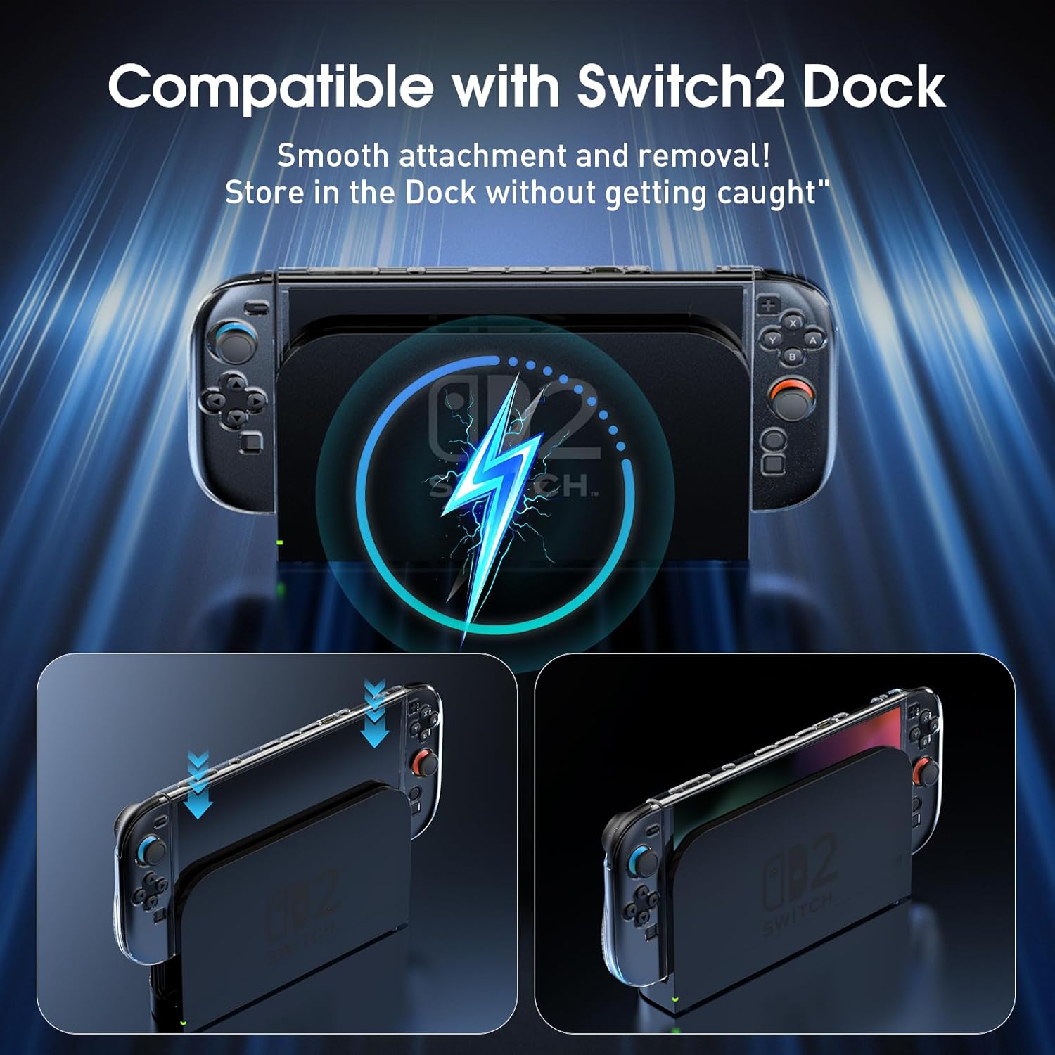 Switch 2 Case Switch 2(2025), Switch 2 TPU Cover, Protector Case Cover for Switch 2 Accessories with 6 Thumb Caps and Screen Protector, Anti-Slip, Shock-Proof,Anti-Scratch