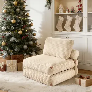 POUUIN 3-in-1 Folding Boneless Sofa Bed with Pillow, Convertible Sleeper Chair with Ultra-Soft Corduroy & Back Support, Extra Wide Comfy Couch Bed, Comfy Floor Sofa Lounge, Modern Comfortable Design for Bedroom Small Spaces, No Assembly Required
