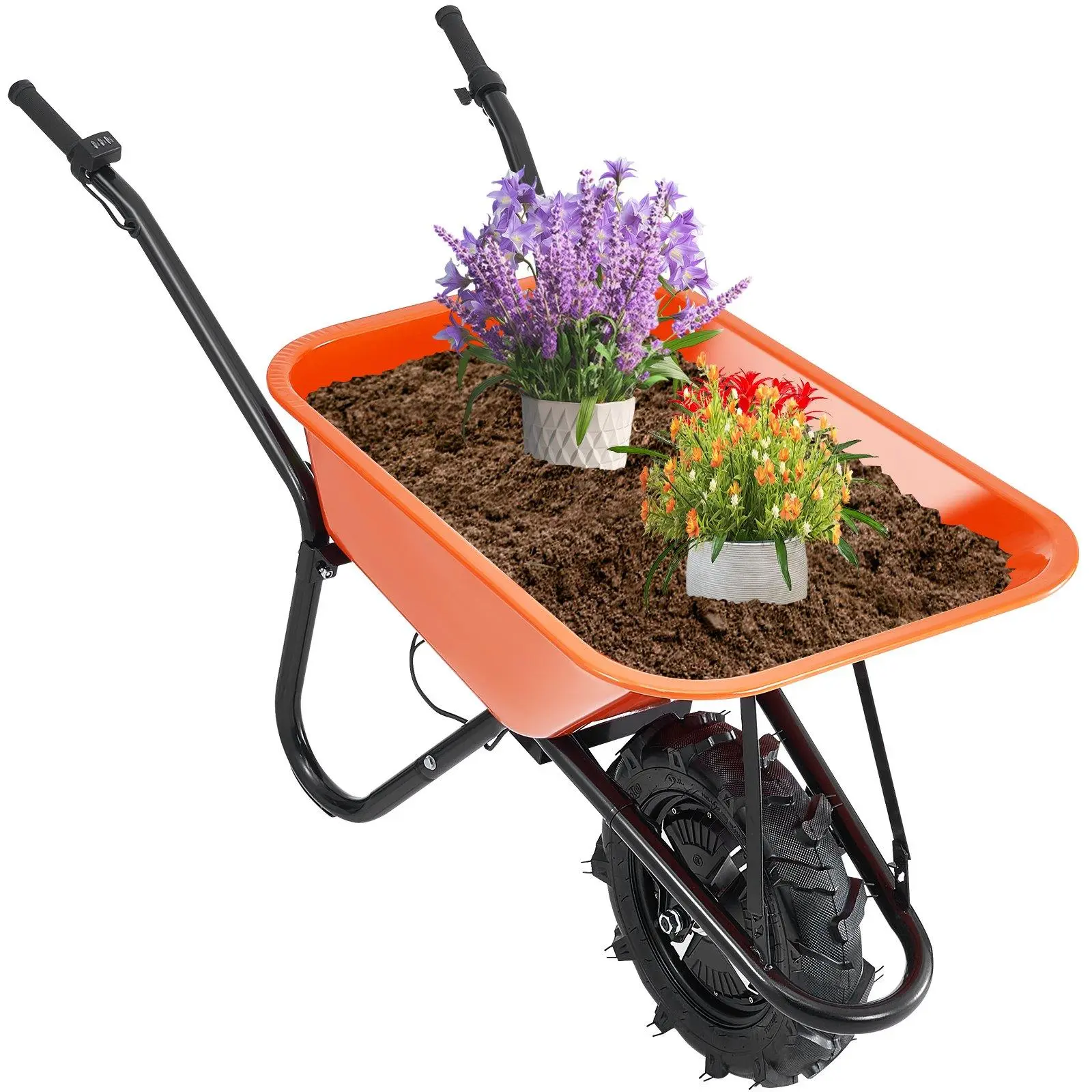 【Summerfinds】VEVOR Electric Wheelbarrow Cart One Wheel 5 Cu Ft Powered Dump Cart 330 lbs 【Summerfinds】VEVOR Electric Wheelbarrow Cart One Wheel 5 Cu Ft Powered Dump Cart 330 lbs