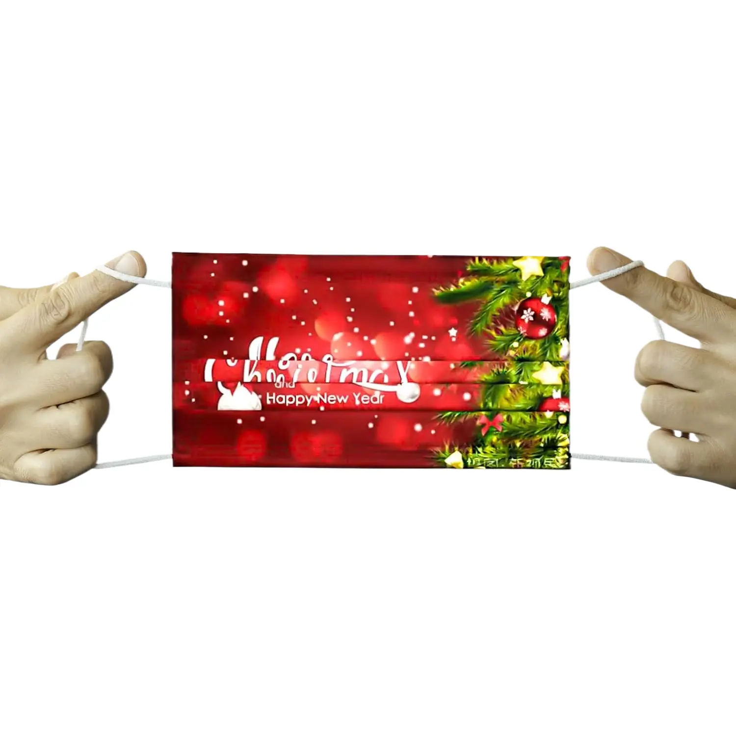 Christmas Face Masks for Adults, 50 Pack 3-Ply Non-Woven Disposable Protective Covers, Individually Wrapped for Holiday Parties, Triple, Year-Round Use, Adjustable, Sturdy Elastic Cord, Iconic, Unisex, Melt-Blown Cloth, Three-Layered