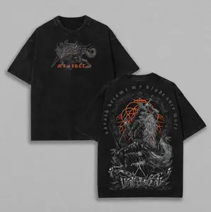 Black Washed Elden Ring Maliketh the Black Blade Soulsborne Boss Themed Graphic T Shirt for Men Oversized Crewneck Cotton Tee Casual Streetwear Top for Elden Ring Fandom and Daily Wear