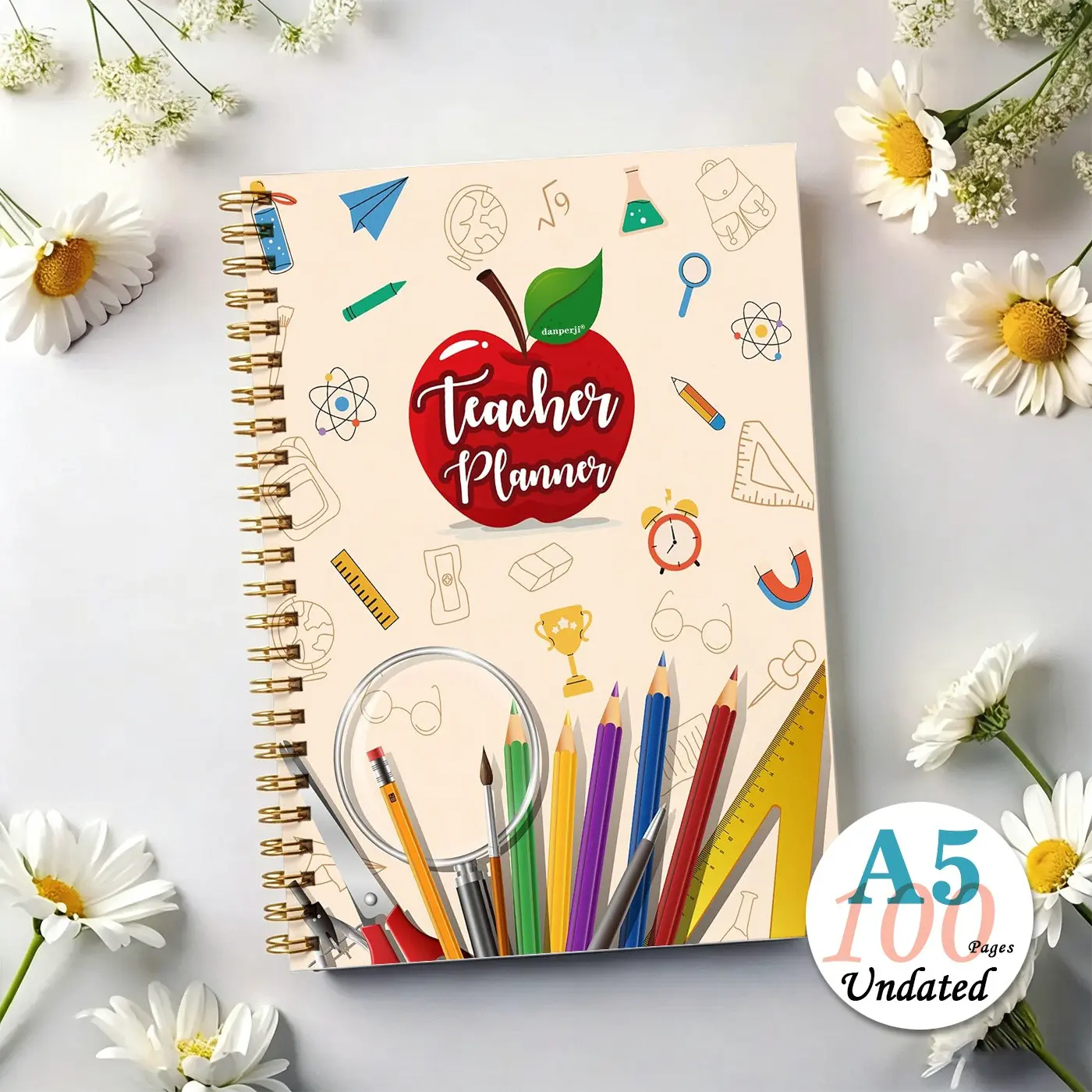 1pc A5 Teacher Planner Notebook, Cute School Illustration Style, No Date Course Schedule, Ideal for Educators Daily Classroom Planning, Undated Planner, Spiral Bound Planner