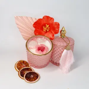 Island Papaya & Pink Hibiscus candle Crystals Fragrance Gift