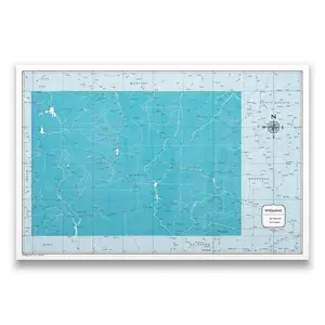 Push Pin Wyoming Map (Pin Board) - Teal Color Splash