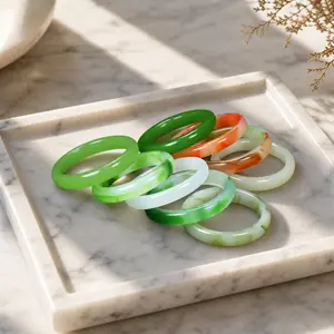 Women's Multicolor Faux Jade Bangle Bracelet - Retro Round Stone Wrist Cuff | Unisex Lucky Charm Protection Jewelry Gift for Besties