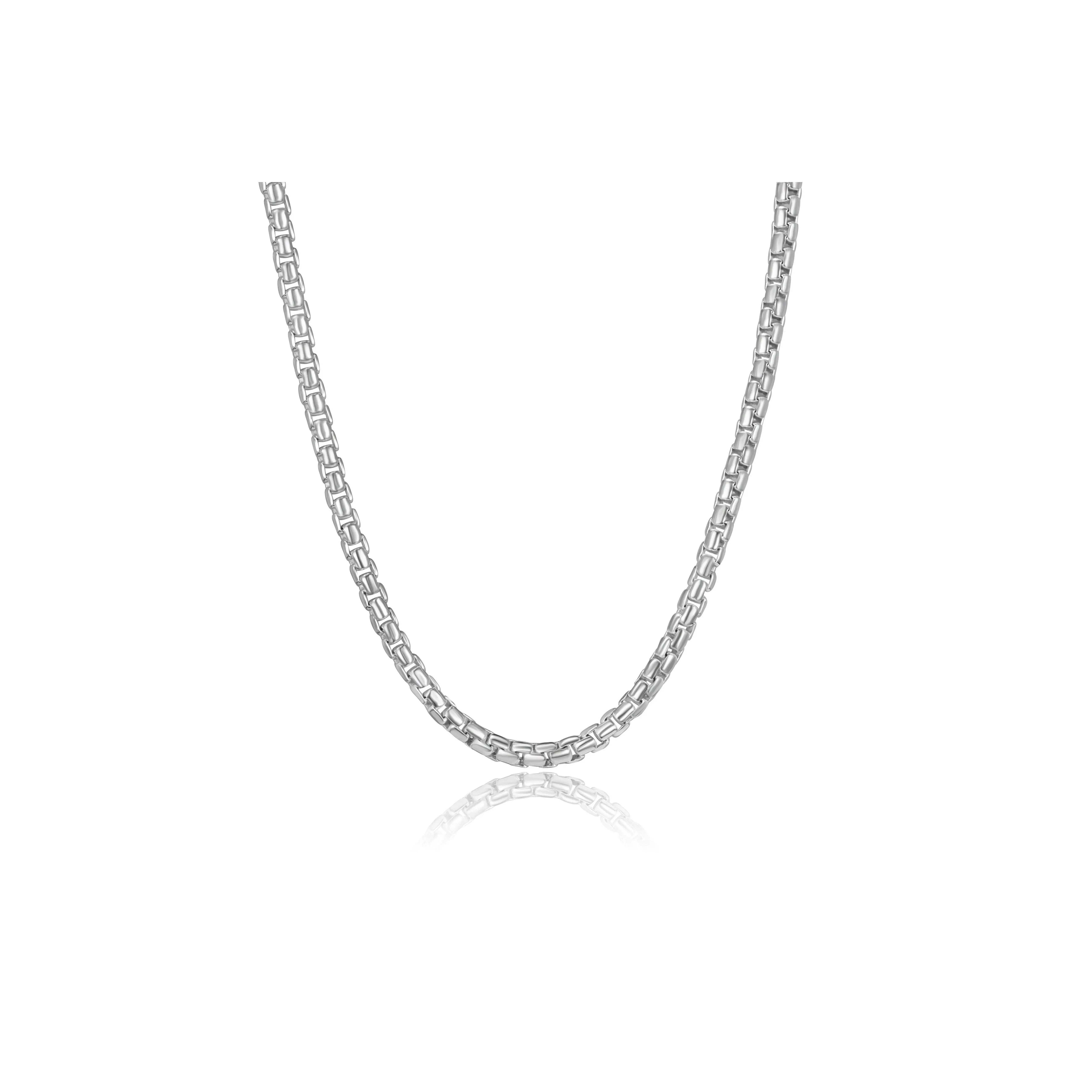 Sterling Silver Rhodium Plated 2.5mm Fancy 24 inch Chain