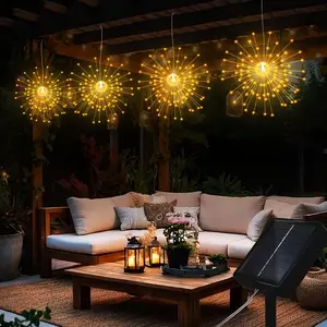 4-Piece LED Solar Garden Lights, Hanging Firework Lamp, Outdoor Firework Lights, Outdoor Landscape Lighting, 8 Lighting Modes, Smart Sensor Switch, Ideal for Gardens, Patios, Paths, Parties, Weddings