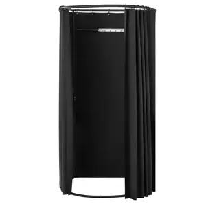 【FathersDayGift】VEVOR Fitting Room, Portable Dressing Room with Thick Polyester Curtains, Privacy Space with Shading Curtain and a Hook, for Boutique, Mall, Tailor's Store & Outdoor Activity 39 x 37 x 79 in (Black)