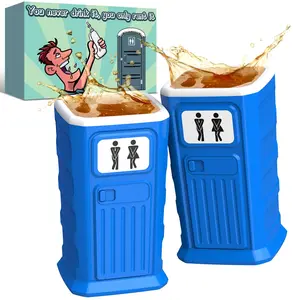 Funny Porta Potty Shot Glasses: White Elephant Gag Fun Novelty Yankee Party Exchange Gifts for Adults Men - Secret Dirty Santa Christmas Stocking Stuffers Ideas for Dad Husband Coworker Brother