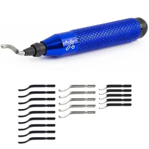 Deburring Tool Kit with 20 HSS  & Storage Handle - 360? Swivel Pipe Deburring Tool & Burr Remover for Metal, PVC & Copper Pipe,  Printing Plastic Edge Cleanup