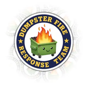 Dumpster Fire Response Team 3 inches Sticker, Waterproof Sticker for Laptop Water Bottle Book