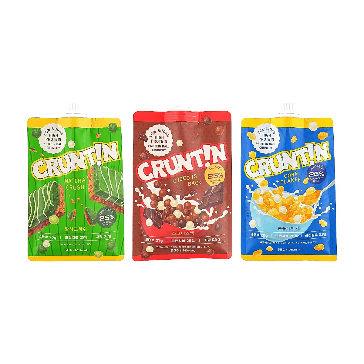 CRUNTIN Protein Shake Mix - 3 Pack Bundle (Matcha, Chocolate, Corn Crisp) - High Protein Meal Replacement & Healthy Snack
