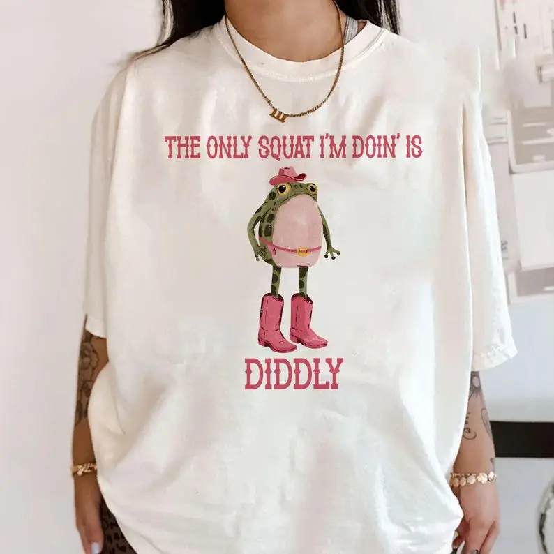 Funny Cowboy Frog Graphic T-Shirt for Women, Casual Vintage Cute Short Sleeve Soft Cotton Crewneck Top, Shortsleeve, Graphic Print