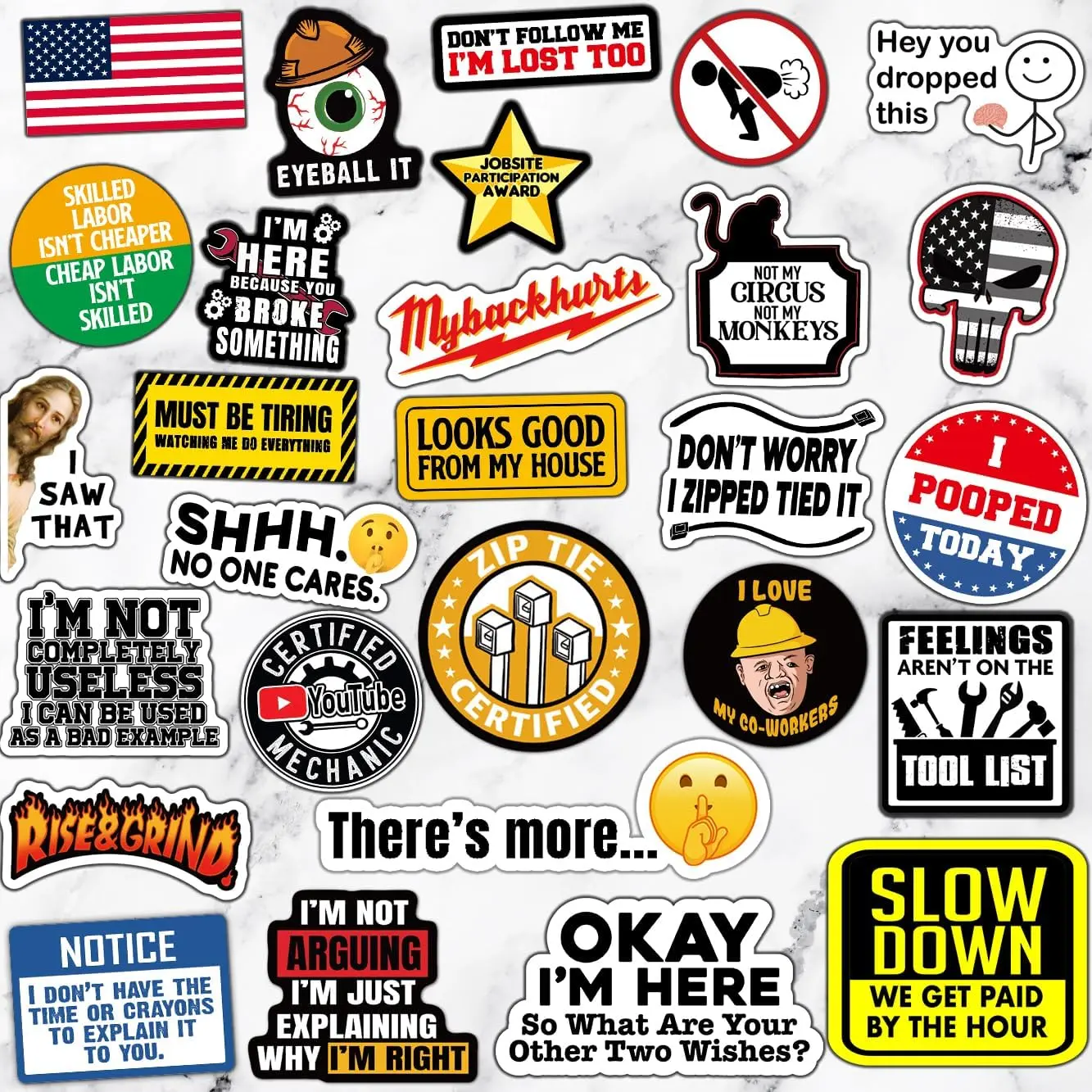 173 PCS Waterproof Sticker Packs - Funny Blue Collar Sticker Packs for Men, Hard Hat, Water Bottle, Laptop, Tool Box, DIY Scrapbooking & Stamping Supplies, Funny Sticker Packs