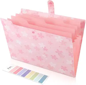 Pink Floral Expanding File Folder with 13 Pockets Accordion Organizer for Receipts & Documents Portable Letter Size Filing School & Office Supplies Premium PP Plastic Lightweight Design cute  school  supplies
