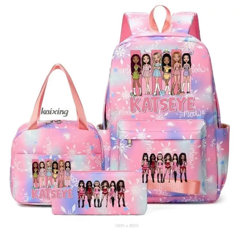 Fashion Katseye Funny Print Backpacks Leisure 3Pcs/Set Boys School Bags For Women Girls Kawaii Capacity Mochilas Gift