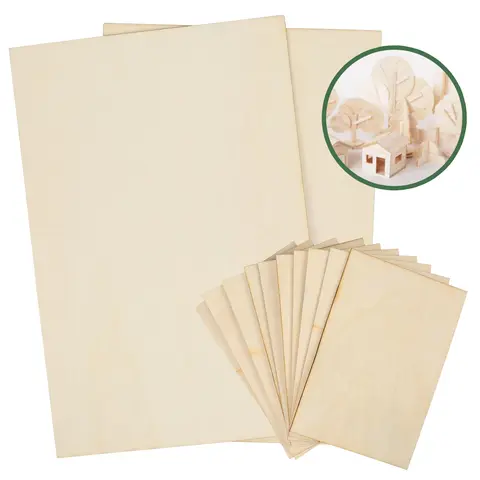 14PCS Unfinished Wood Balsa Wood Sheets Basswood Thin Craft Wood Board MDF DIY