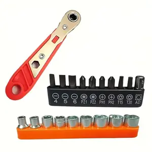 Compact Dual Direction Mini Ratchet Wrench Set, Fits Narrow Spaces, Forward/backward Function, L-Shaped Bendable Handle, Home Repair Essential