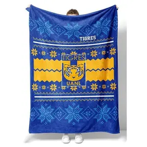 Tigres UANL Super Soft Blanket, Ugly Xmas Futbol Home Decor, Soft Warm Cozy Flannel Throw Blanket, Air-conditioned Room Blanket for Bed Home Office, Mexico Fan Gift, Football Fan Gift, Gift For Young Adults Men Women Boy Girl
