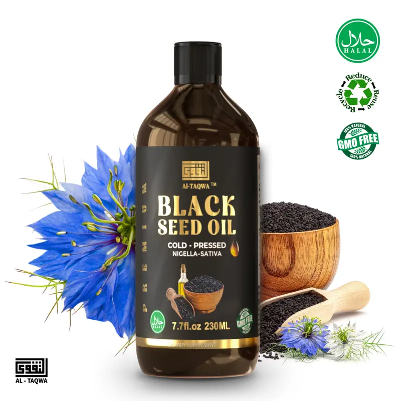 Organic Black Seed Oil - High Thymoquinone Pure Nigella Sativa 500 ml Dietary Supplement with Essential Aminos, Antioxidant Supplement, Joint Support, Immune Boost, Blood Pressure Control, Edible for Massage + Drink, Add to Drinks