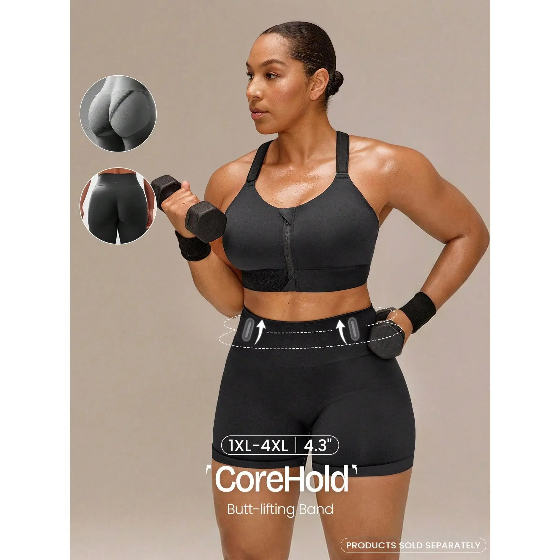 GLOWMODE Plus Size 4.3" Ultrafine Soft Seamless Weekend Miles High Waist Scrunch Butt Lifting CoreHold Biker Shorts Medium Impact Running Jogging Training Workout Gym Wear