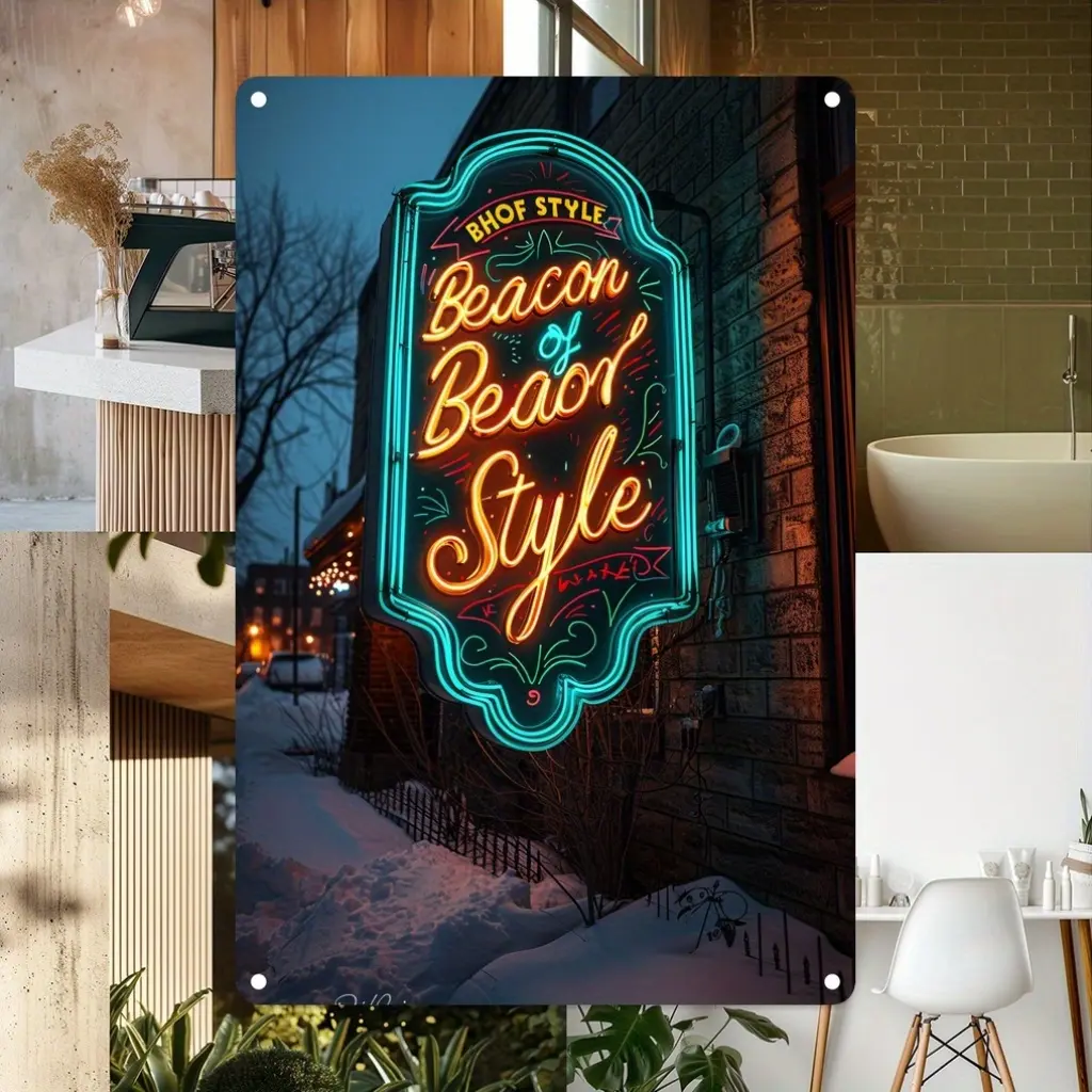 Vintage Barber Pole Neon Sign Metal Tin Wall Art, Aluminum Retro Lighted Barbershop Decor for Home, Man Cave, Wedding, Birthday, Bachelor & Beach Parties, Anniversary – Durable Wall Cut-Outs with Vivid Colors and Off-White Anti-Oxidation Coating