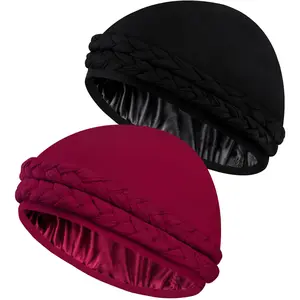 2 Pack Upgraded Satin Lined Turban Silky Head Wraps for Men, Halo Turban Durag Mens Turban Head Scarf for Hair