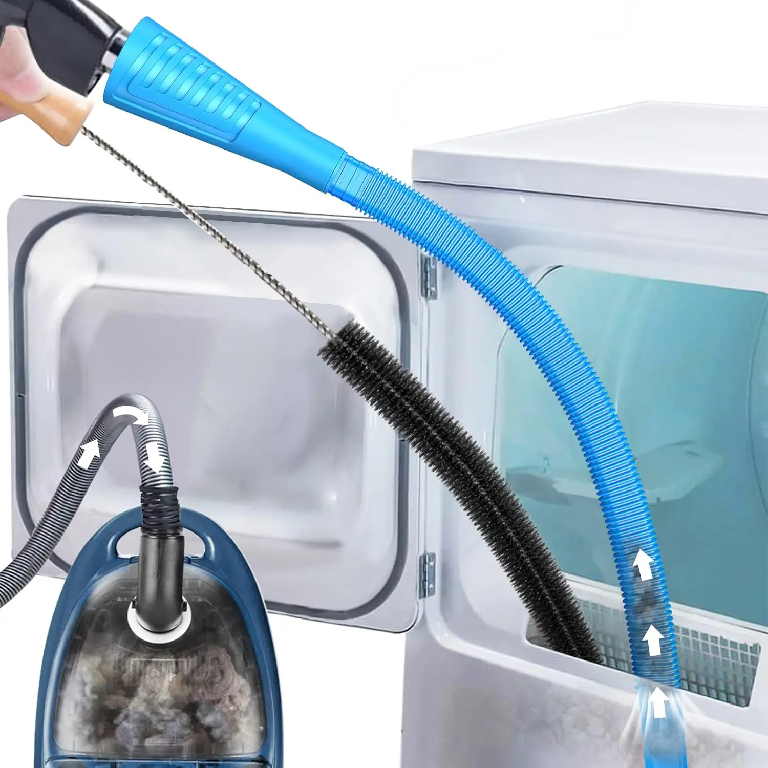 2 Pieces Dryer Vent Cleaner Kit,Dryer Lint Brush,Vacuum Hose Attachment,Brush Lint Remover,Vacuum Hose Replacement Parts