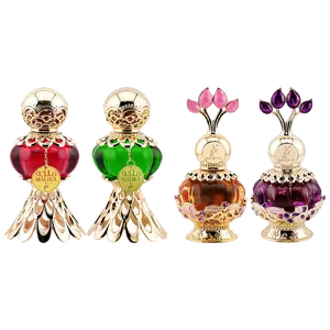 Khadlaj Malika Collection 4-Piece Bundle  Concentrated Perfume Oil Gift Set For Women (0.67 Ounce Malika Red, 0.67 Ounce Malika Green, 0.67 Ounce Malika Pink Musk & 0.67 Ounce Malika Purple Musk)