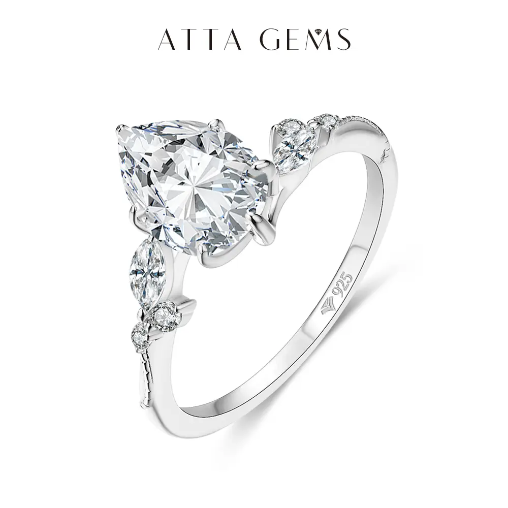 ATTAGEMS Pear Shape Synthetic Moissanite Ring, 2.0CT D Color VVS1 Fine Jewelry, Women's Engagement Ring Gift for Party (R054), Engagement Rings, Rings summerwins
